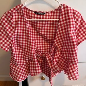 Shein checkered tie top